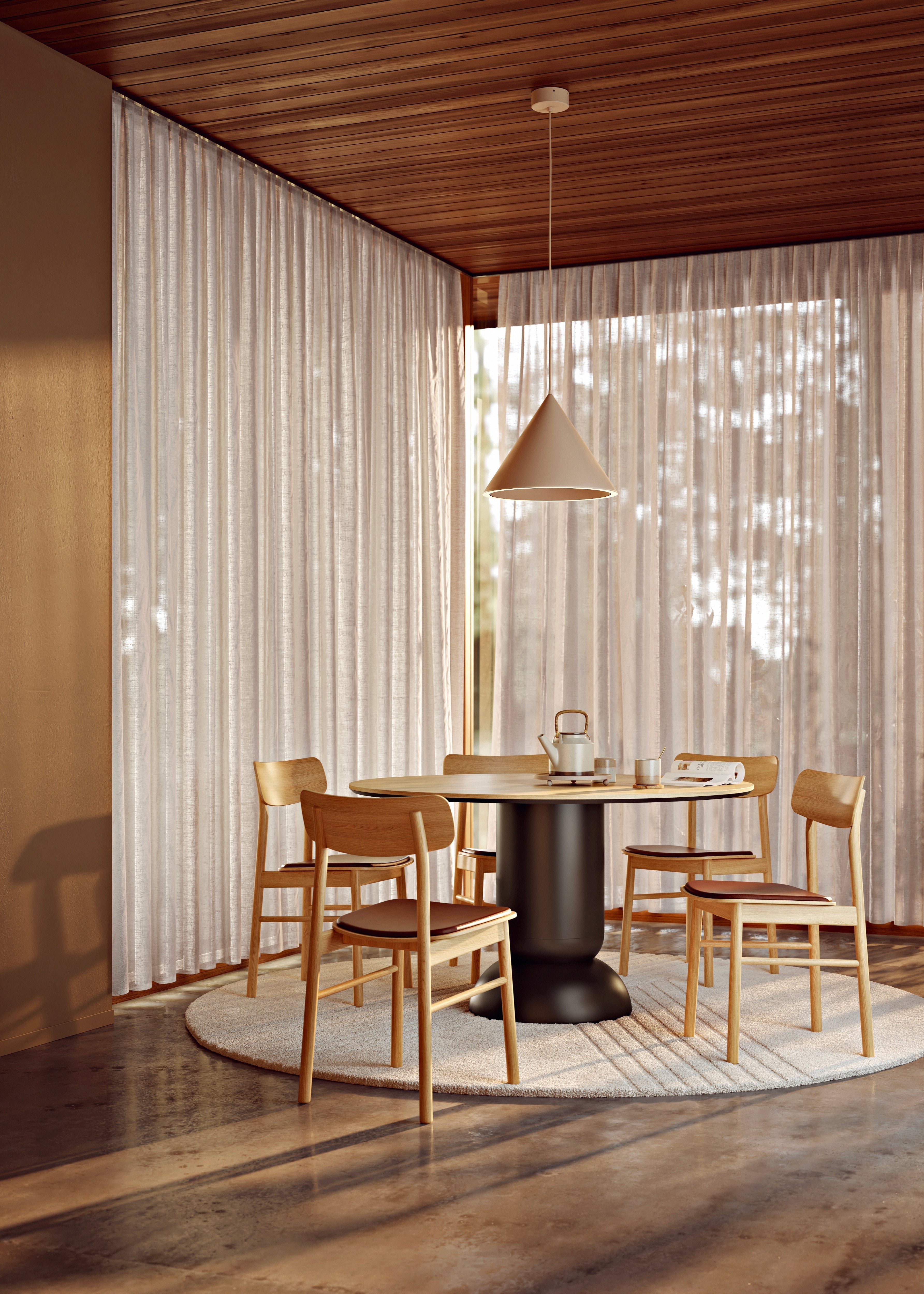 Hvor stort et tæppe skal du vælge under spisebordet?