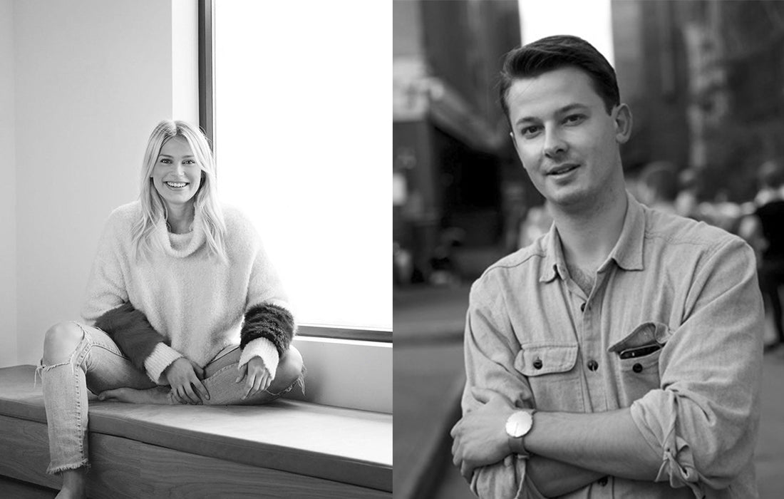 Sort-hvid portræt af designerne Camilla Akersveen og Christopher Konings.