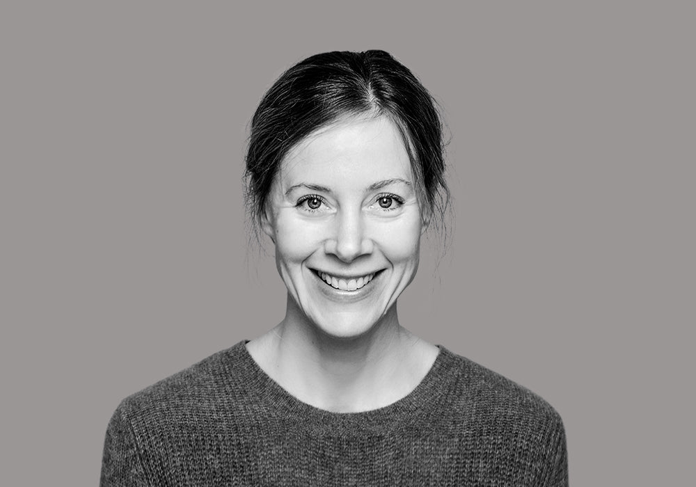 Sort-hvid portræt af designer Christine Rathmann.