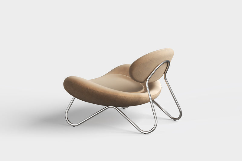 Meadow lounge chair - Gold leather/Brushed steel