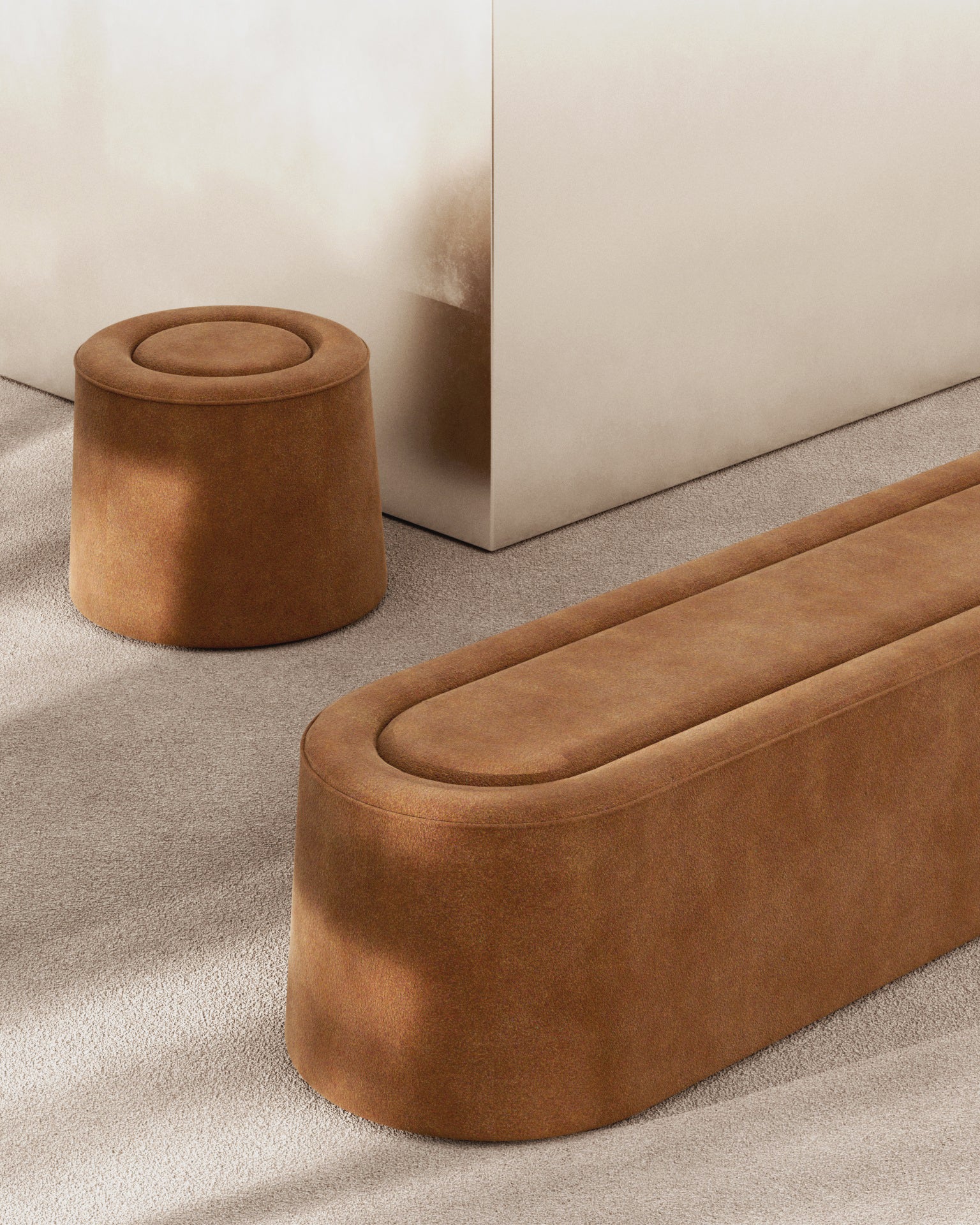 Praline Bænk (178 cm) - Natural bouclé