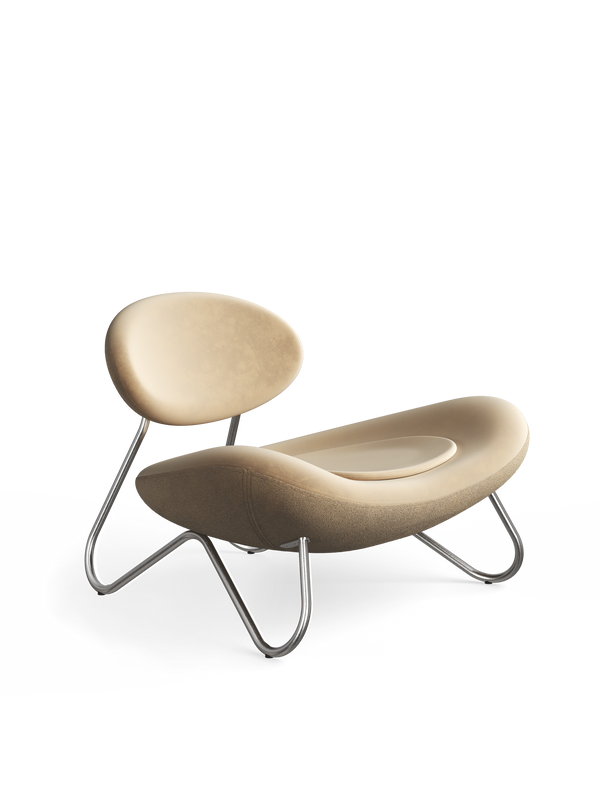 Meadow lounge chair - Gold leather/Brushed steel
