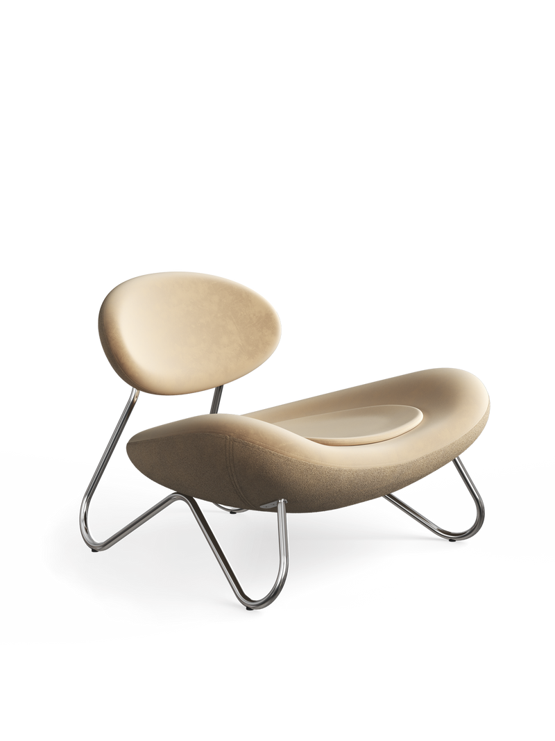 Meadow lounge chair - Gold leather/Chrome