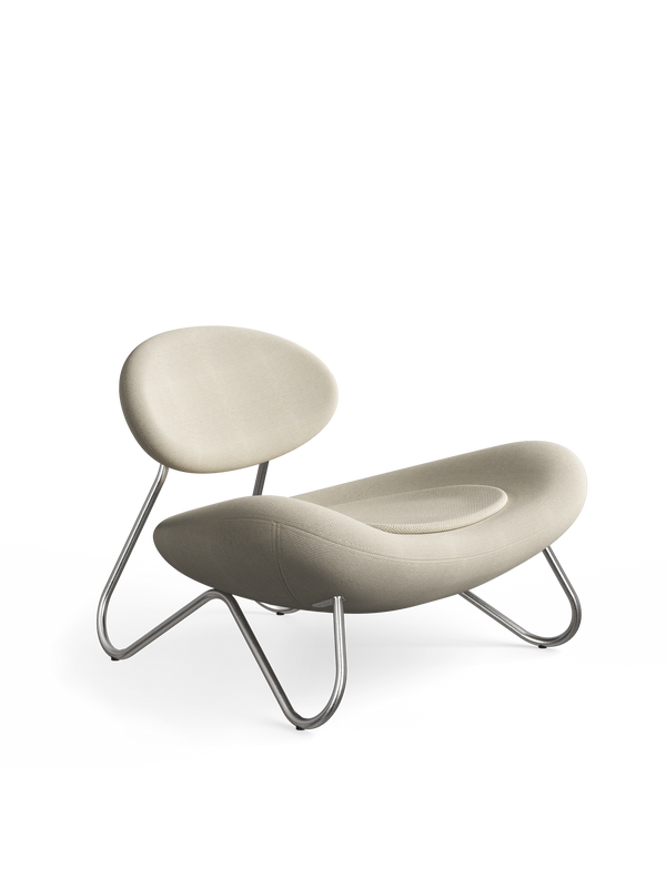 Meadow lounge chair - Off white/Grey/Brushed steel