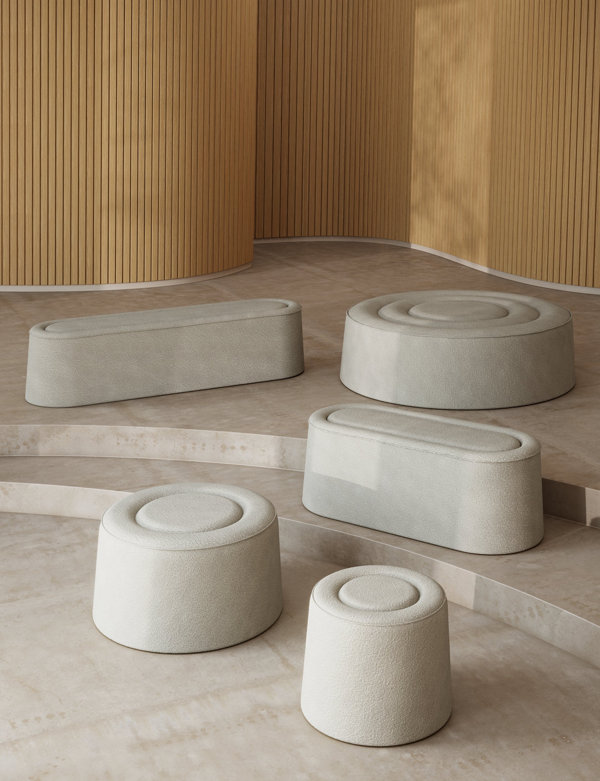 Praline Puf (Ø122 cm) - Natural bouclé