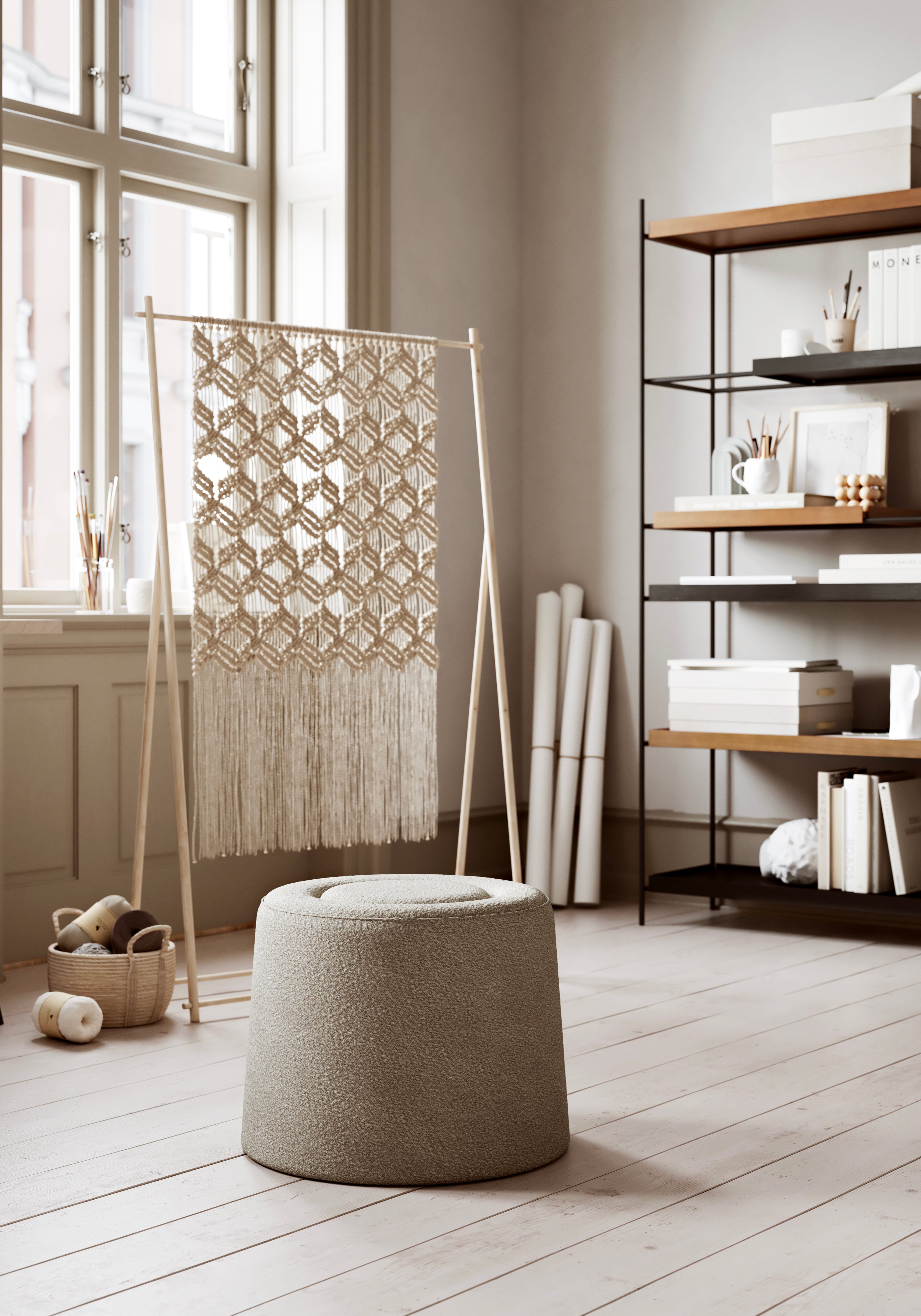 Praline Puf (Ø52 cm) - Natural bouclé