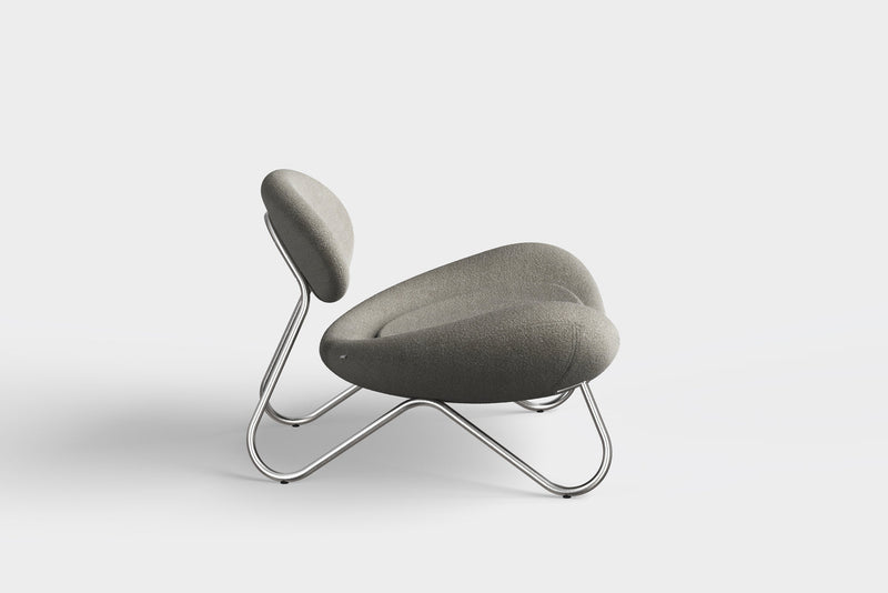 Meadow lounge chair - Warm Grey/Brushed steel