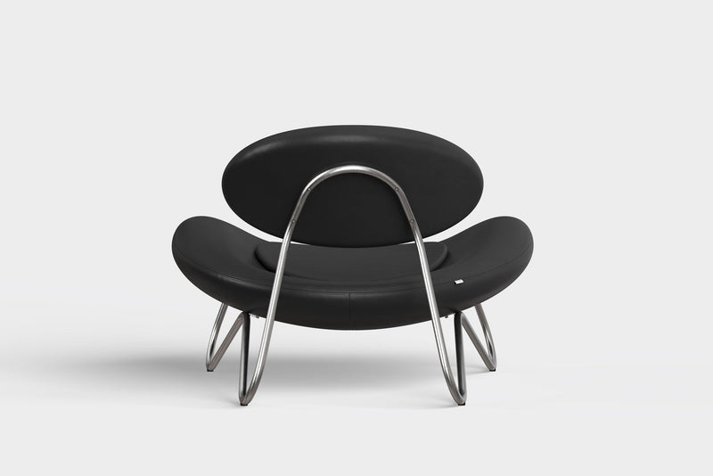 Meadow lounge chair - Black leather/Brushed steel